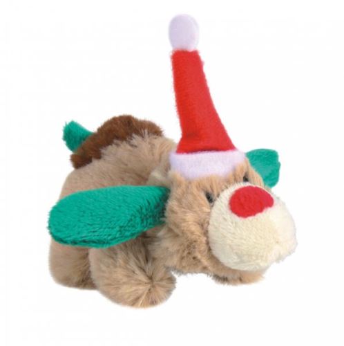 Vánoční plyšový sob-pes s catnipem pro kočky 8 cm