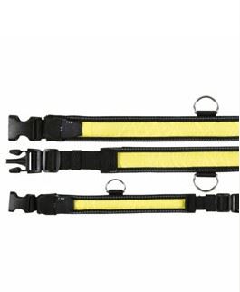 Obojek blikací nylon žluto/černý 55-70cm / 35mm (L-XL)