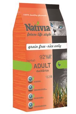 Nativia Cat Adult Duck&Rice Hairball 10kg