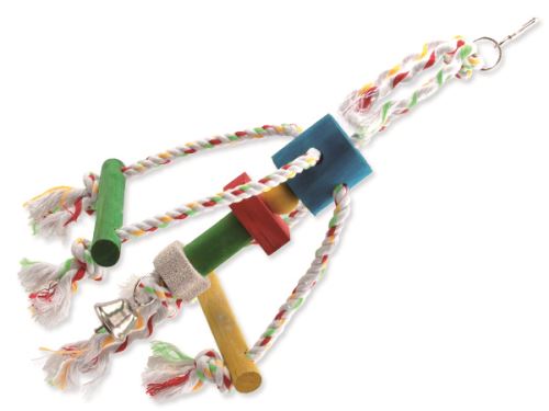 Hračka BIRD JEWEL Chobotnička závěsná dřevo - provaz 29 cm 1ks