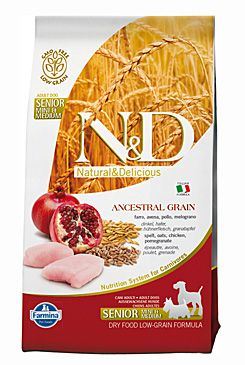 N&D Low Grain DOG Senior S/M Chicken & Pomegranate 800g