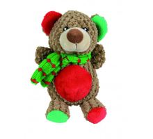 Vánoční plyšový pejsek-medvídek se šálou 16 cm