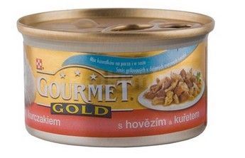 Gourmet Gold konzerva kočka s hovězím a kuřetem 85g