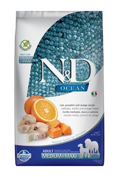 N&D OCEAN DOG GF Adult M/L Codfish&Pumpkin&Orange 2 balení 12kg