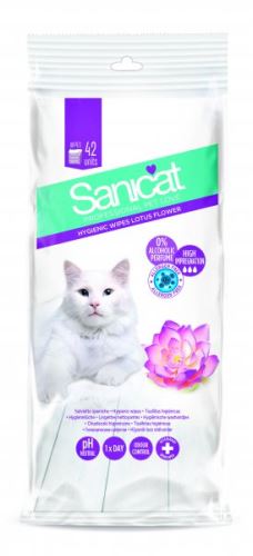 SANICAT čistící ubrousky [42ks] Lotus Flower pro kočky