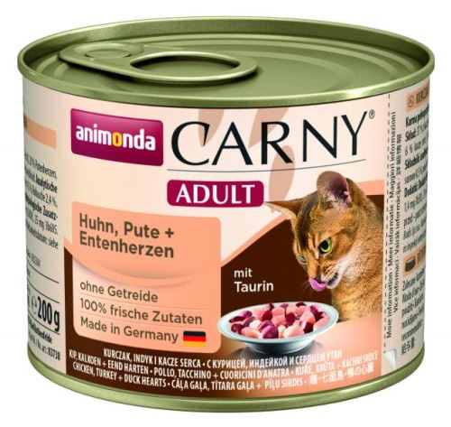 ANIMONDA konzerva CARNY Adult - kuře, krůta+kachní srdce200g