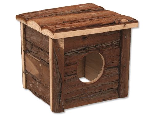 Domek SMALL ANIMAL dřevěný s kůrou 15,5 x 15,5 x 14 cm 1ks