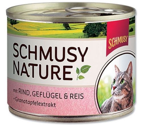 Schmusy Cat Nature Menu konzerva hovězí+drůbež 190g