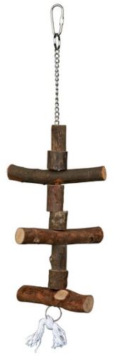 Závěsná hračka z přírodního dřeva pro andulky 40 cm