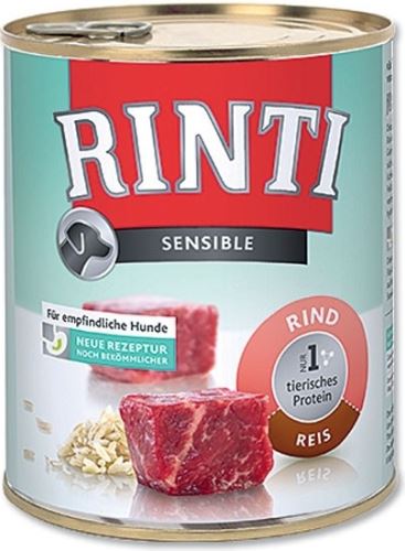 Rinti Dog Sensible konzerva hovězí + rýže 800g