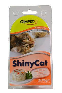 Gimpet kočka konzerva ShinyCat kuře/papaja 2x70g