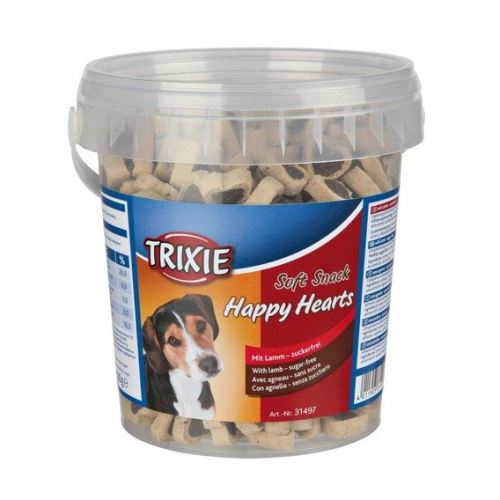 Soft Snack Happy Hearts - srdíčka jehněčí s rýží,kyblík 500g
