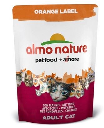 Vyřazeno Almo Cat Nat.kočka Dry Orange Label hovězí 105g