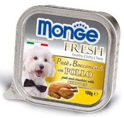 MONGE FRESH - paštika a kousky s kuřecím 100 g pro psy