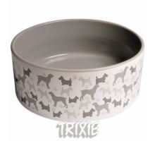 Keramická miska - bílá/šedý motiv pes