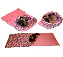 Marysa pelíšek 3v1 pro psy, srdíčka/růžový, velikost XL