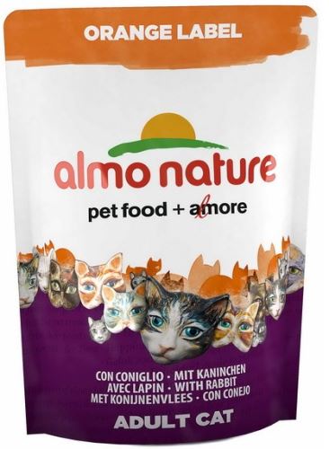 Vyřazeno Almo Cat Nat.kočka Dry Orange Label králík 105g