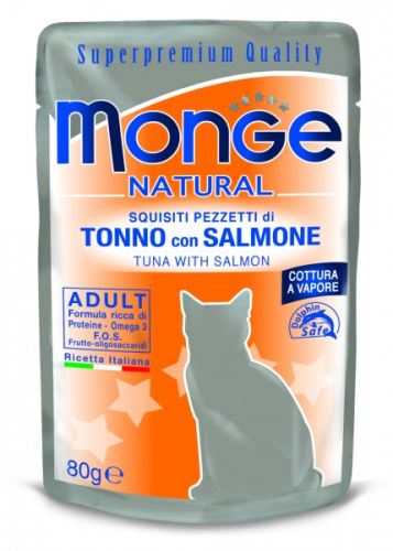 Monge Natural kapsička tuňák v želé s lososem pro kočky 80g 10 ks
