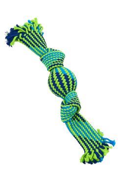 Hračka pes BUSTER Pískací lano s balonkem modrá/zelená