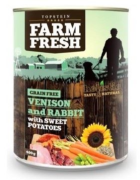 Nepoužívat Topstein Farm Fresh Rabbit with Venison, Sweet Potato 400g