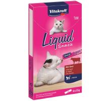 Vitakraft snack catliguid hovězí + inulin 6 x 15g