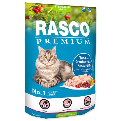 Rasco Premium Cat Kibbles Sterilized, Tuna, Cranberries, Nasturtium 400g