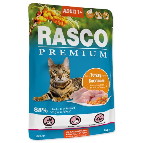 Rasco Premium Cat Pouch Adult,Turkey, Buckthorn 85g