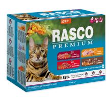 Rasco Premium Cat Pouch Adult, 3x beef , 3xveal , 3x turkey, 3x duck 12x85g