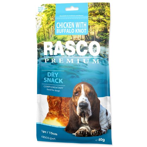 Pochoutka RASCO Premium uzel bůvolí obalený kuřecím masem 80g