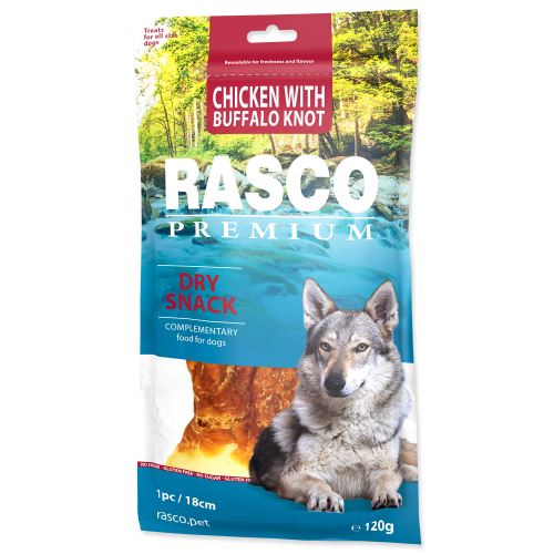 Pochoutka RASCO Premium uzel bůvolí obalený kuřecím masem 120g