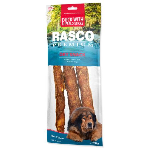 Pochoutka RASCO Premium 3 tyčinky bůvolí obalené kachním masem 250g
