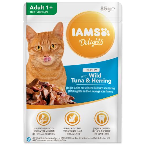 IAMS cat delights tuna & herring in jelly 85g kapsička