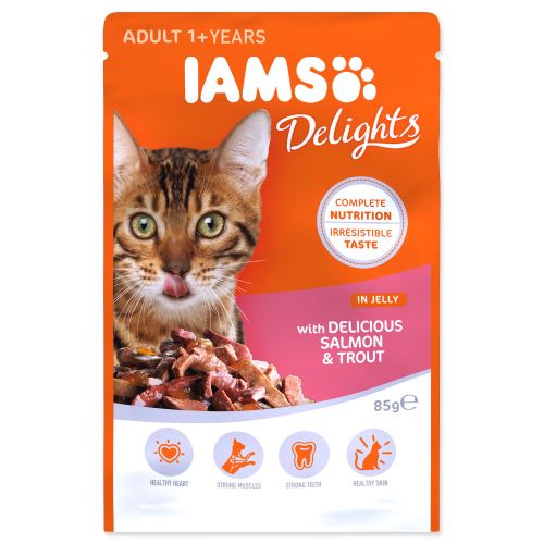 IAMS cat delights salmon & trout in jelly 85g kapsička