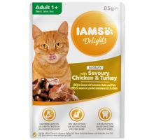 IAMS cat delights chicken &amp; turkey in gravy 85g kapsička