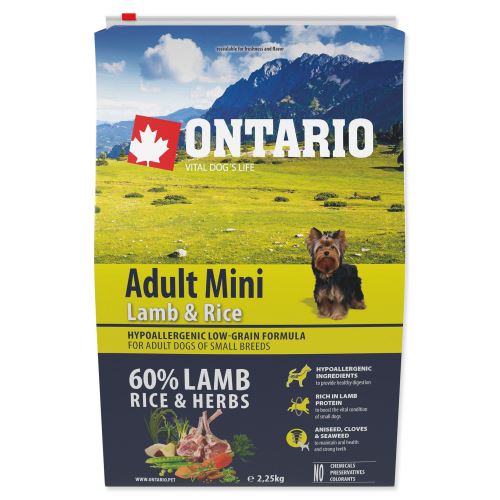 ONTARIO Adult Mini Lamb & Rice 2,25kg