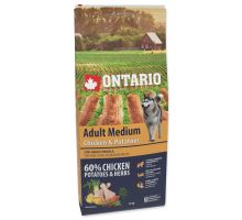 ONTARIO Dog Adult Medium Chicken &amp; Potatoes &amp; Herbs 12kg