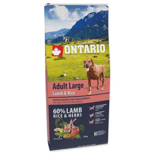 ONTARIO Dog Adult Large Lamb & Rice & Turkey 12kg