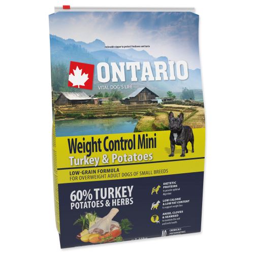 ONTARIO Dog Mini Weight Control Turkey & Potatoes 2,25kg