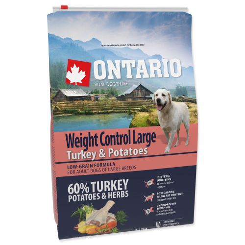 ONTARIO Dog Large Weight Control Turkey & Potatoes & Herbs 2,25kg