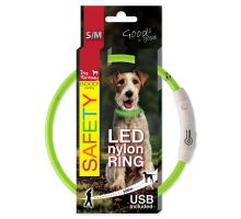 Obojek DOG FANTASY LED nylonový zelený S/M