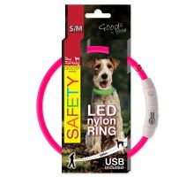 Obojek DOG FANTASY LED nylonový růžový S/M