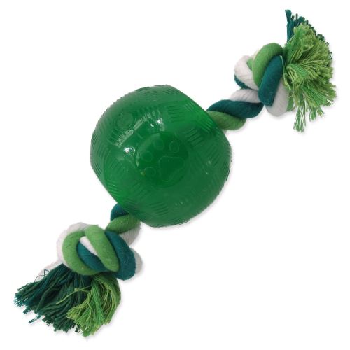DOG FANTASY Strong Mint míček gumový s provazem zelený 8,2 cm
