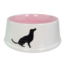 DOG FANTASY Miska keramická motiv pes bílo-růžová