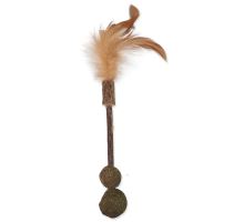 Magic Cat Natural Fun dřívko s přírodními pírky a zelenými koulemi 18cm
