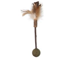 Magic Cat Natural Fun dřívko s přírodními pírky a koulemi 18cm