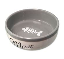 Magic Cat keramická miska bílá/šedá Meow 13,4x4cm 170ml